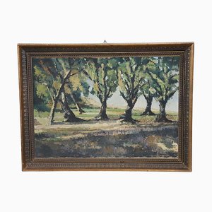 Italian Woodland Landscape Painting, 1920s, Oil on Canvas, Framed-DCO-1192354