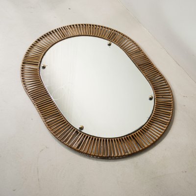 Italian Wrought Iron Bamboo Mirror Frame, 1950s-JQO-1361723