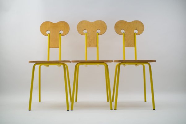 Italian Yellow Chair from Parisotto, 1960s, Set of 3-KQB-1086867