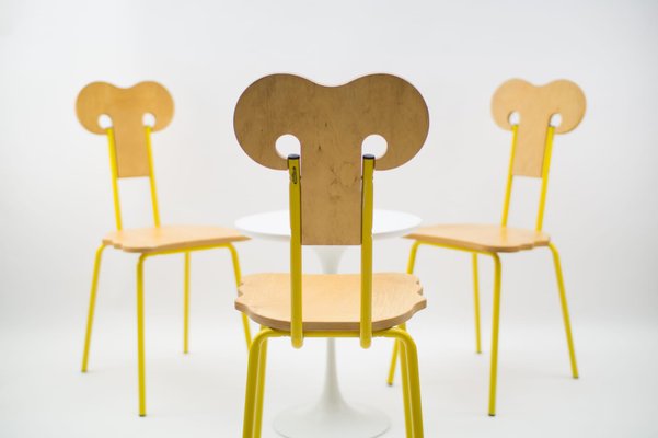 Italian Yellow Chair from Parisotto, 1960s, Set of 3-KQB-1086867