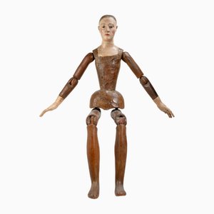 Italiano Ignoto, Jointed Painter's Mannequin, 1790, Wood with Glass Details-DZU-1991874