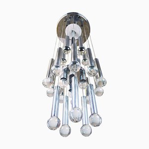 Italy Sputnik Cascade Chandelier in Crystal Balls & Chrome by Gaetano Sciolari, 1970s-DEK-932533