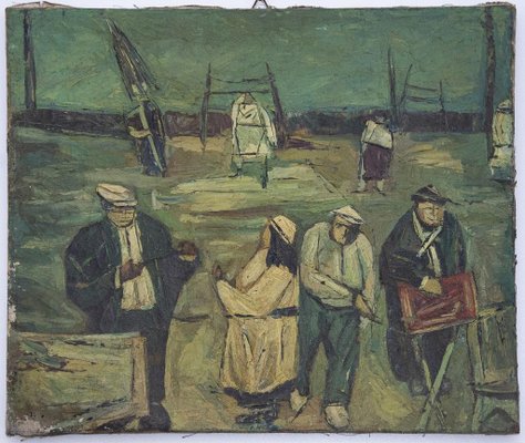 Ivan Mosca, At the Beach, Oil Painting on Canvas, 1950s-ZCI-870989