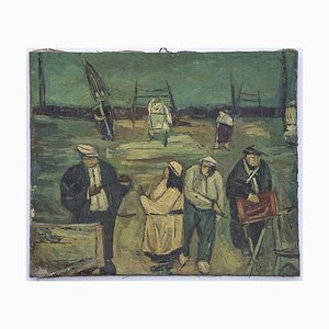 Ivan Mosca, At the Beach, Oil Painting on Canvas, 1950s-ZCI-870989