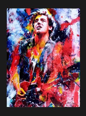 Ivana Burello, Bruce Springsteen, Original Mixed Media, 2019, Framed-ZCI-1379387