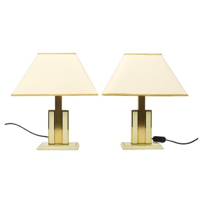 Ivory and Gilt Brass Table Lamps, Italy, 1970s, Set of 2-MWV-1740832