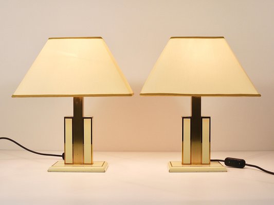 Ivory and Gilt Brass Table Lamps, Italy, 1970s, Set of 2-MWV-1740832