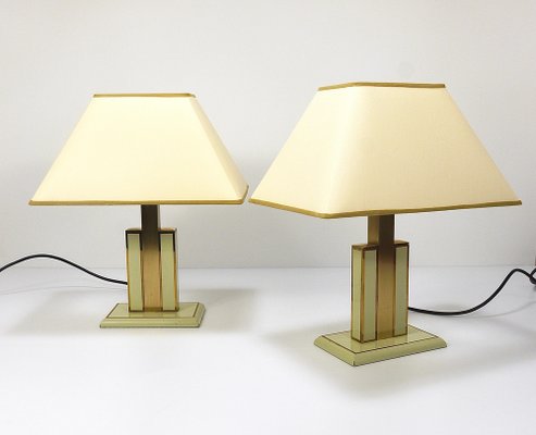 Ivory and Gilt Brass Table Lamps, Italy, 1970s, Set of 2-MWV-1740832