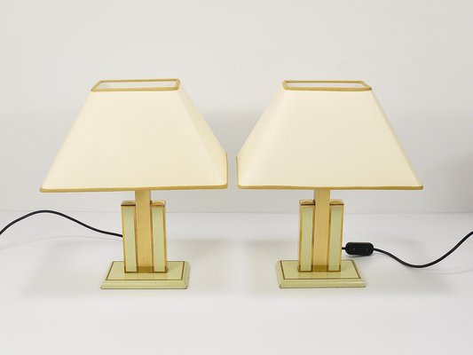 Ivory and Gilt Brass Table Lamps, Italy, 1970s, Set of 2-MWV-1740832