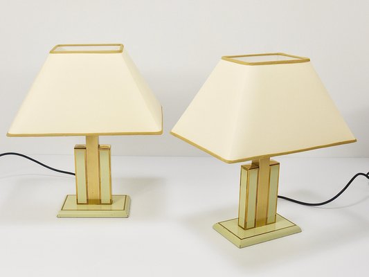 Ivory and Gilt Brass Table Lamps, Italy, 1970s, Set of 2-MWV-1740832