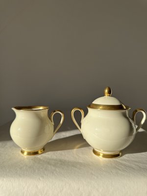 Ivory and Gold Porcelain Fürstin Tableware from Furstenberg, Germany, 1950s, Set of 34-OL-1767708