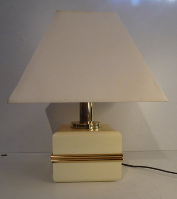 Ivory Colored Epoxy Cube Table Lamp from Bicchielli Italy-AWL-1342381