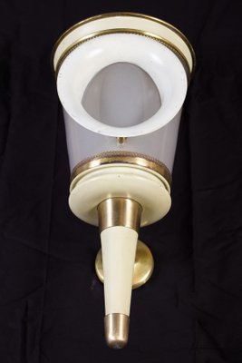 Ivory Painted and Brass Sconces or Wall Lights in the Style of Carlo Scarpa, 1940s, Set of 2-MBH-1032585