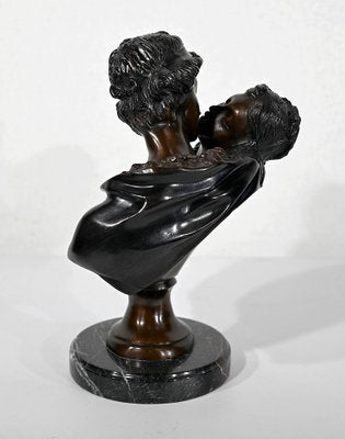 J-A. Houdon, Le Baiser Donné, Late 19th Century, Bronze-RVK-1347472