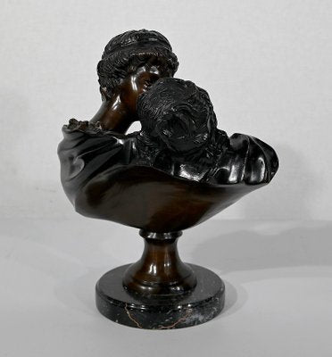 J-A. Houdon, Le Baiser Donné, Late 19th Century, Bronze-RVK-1347472