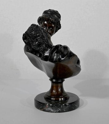 J-A. Houdon, Le Baiser Donné, Late 19th Century, Bronze-RVK-1347472