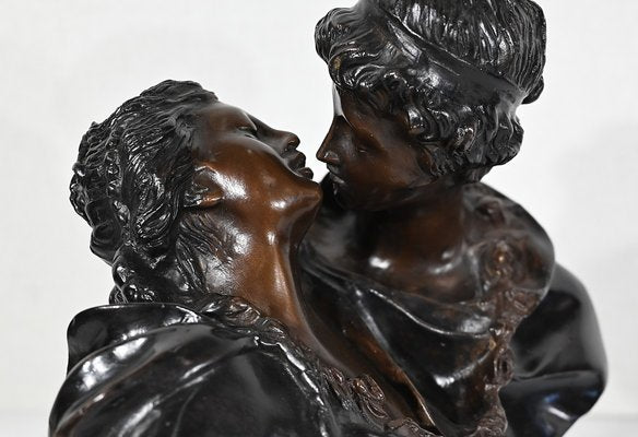 J-A. Houdon, Le Baiser Donné, Late 19th Century, Bronze-RVK-1347472