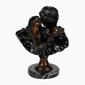 J-A. Houdon, Le Baiser Donné, Late 19th Century, Bronze-RVK-1347472