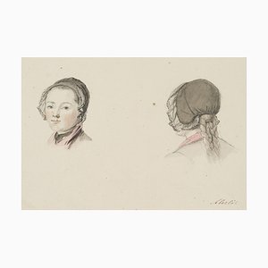 J. Aberli, Studies of a Woman with a Bonnet, 1750, Watercolor-OJR-1273249