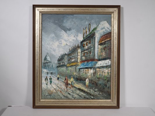 J. Austin, Impressionist City View, Oil on Canvas, 1890-1910, Framed-LVS-1750053