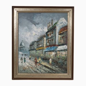 J. Austin, Impressionist City View, Oil on Canvas, 1890-1910, Framed-LVS-1750053