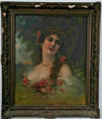 J. Bouché, Portrait of a Woman, 1800s, Oil on Canvas-QOR-2017248