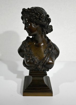 J.C. Marin, Young Woman Crowned with Flowers, 19th-Century, Bronze-RVK-1341794