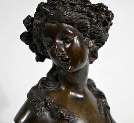 J.C. Marin, Young Woman Crowned with Flowers, 19th-Century, Bronze-RVK-1341794