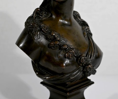 J.C. Marin, Young Woman Crowned with Flowers, 19th-Century, Bronze-RVK-1341794