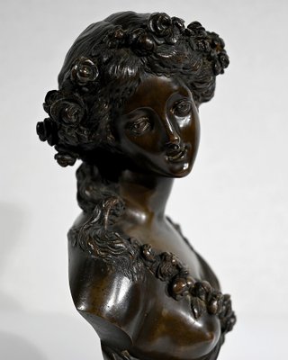 J.C. Marin, Young Woman Crowned with Flowers, 19th-Century, Bronze-RVK-1341794