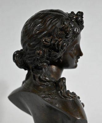 J.C. Marin, Young Woman Crowned with Flowers, 19th-Century, Bronze-RVK-1341794