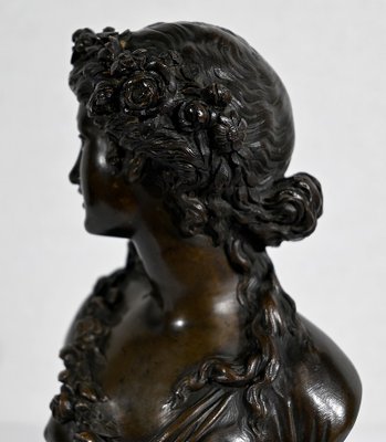 J.C. Marin, Young Woman Crowned with Flowers, 19th-Century, Bronze-RVK-1341794