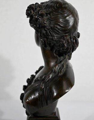 J.C. Marin, Young Woman Crowned with Flowers, 19th-Century, Bronze-RVK-1341794