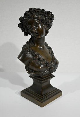 J.C. Marin, Young Woman Crowned with Flowers, 19th-Century, Bronze-RVK-1341794