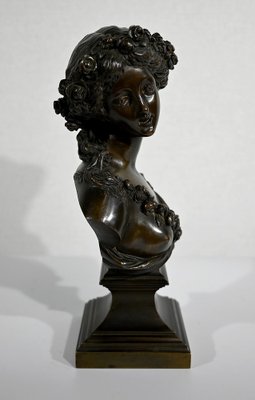 J.C. Marin, Young Woman Crowned with Flowers, 19th-Century, Bronze-RVK-1341794