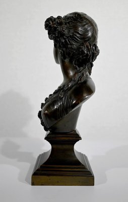 J.C. Marin, Young Woman Crowned with Flowers, 19th-Century, Bronze-RVK-1341794