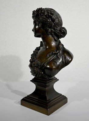 J.C. Marin, Young Woman Crowned with Flowers, 19th-Century, Bronze-RVK-1341794