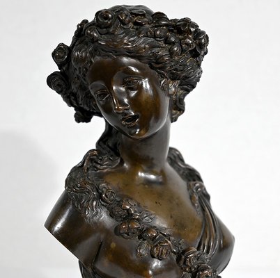 J.C. Marin, Young Woman Crowned with Flowers, 19th-Century, Bronze-RVK-1341794