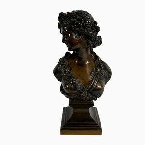 J.C. Marin, Young Woman Crowned with Flowers, 19th-Century, Bronze-RVK-1341794