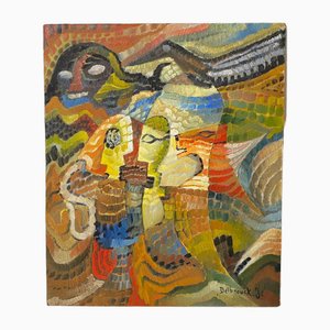 J. Delbrouck, Abstract Painting, Oil-OLQ-1736662