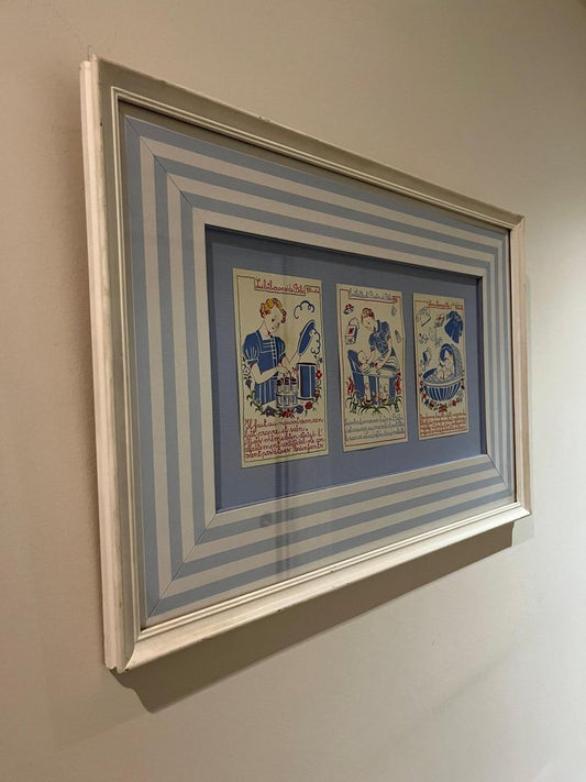 J. Duchy, Illustrations, 1950s, Paper, Framed