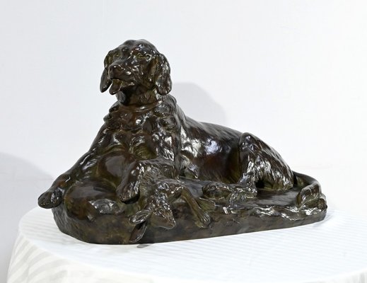 J-E. Masson, The Dog with a Hare, Early 1900s, Bronze-RVK-1724912