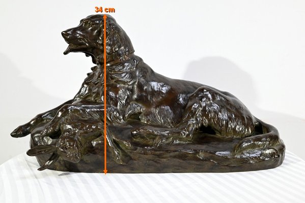 J-E. Masson, The Dog with a Hare, Early 1900s, Bronze-RVK-1724912