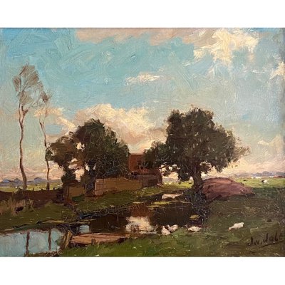 J. G. Van Jole, Dutch Landscape, 1890s-1910s, Oil on Canvas-CJU-2031332