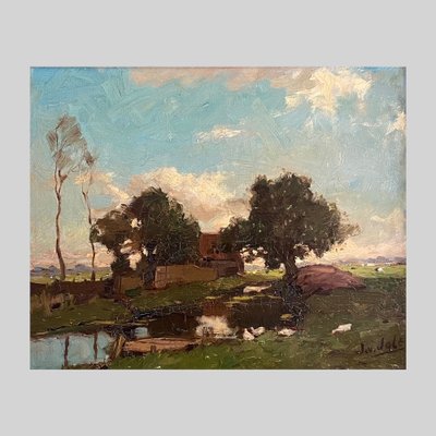 J. G. Van Jole, Dutch Landscape, 1890s-1910s, Oil on Canvas-CJU-2031332