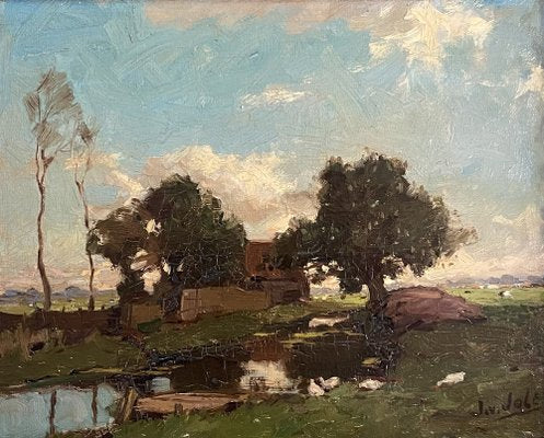 J. G. Van Jole, Dutch Landscape, 1890s-1910s, Oil on Canvas-CJU-2031332