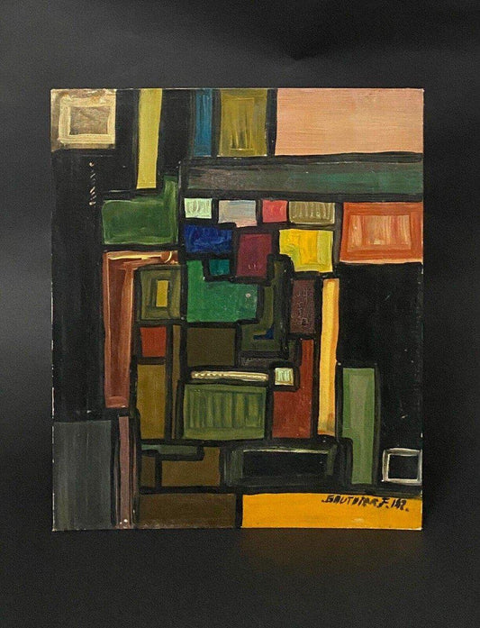 J. Gauthier, Modern Composition, Oil on Cardboard