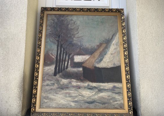 J. Han, Winter Landscape, 1880, Oil on Canvas, Framed-WQQ-2036119