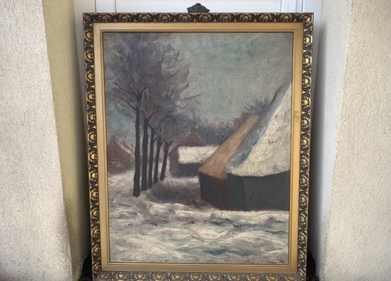 J. Han, Winter Landscape, 1880, Oil on Canvas, Framed-WQQ-2036119