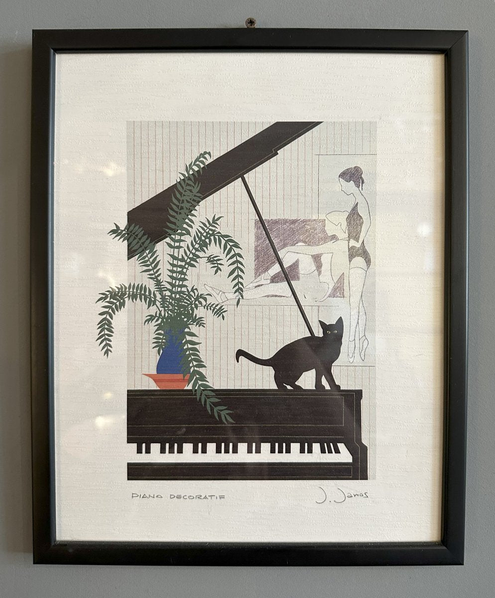 J. Janos, Piano Decoratif, 1980s, Lithograph